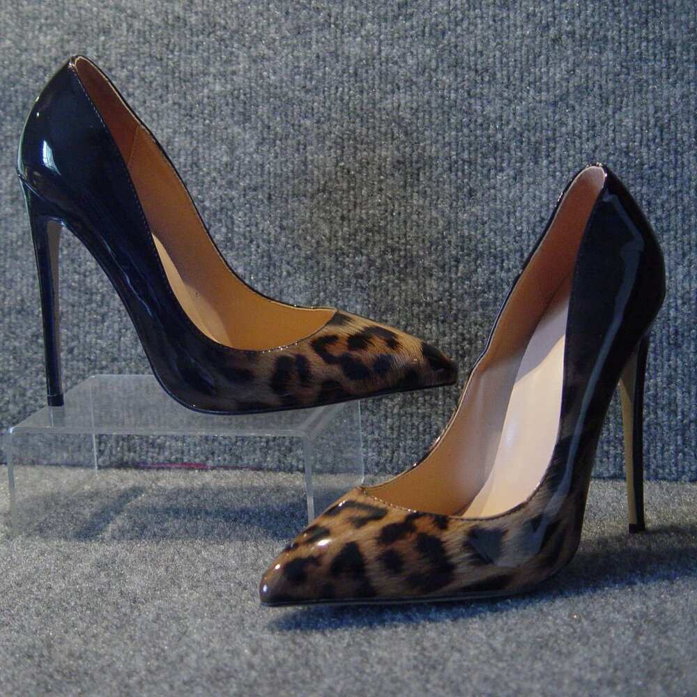 High Heels Black patent And animal print